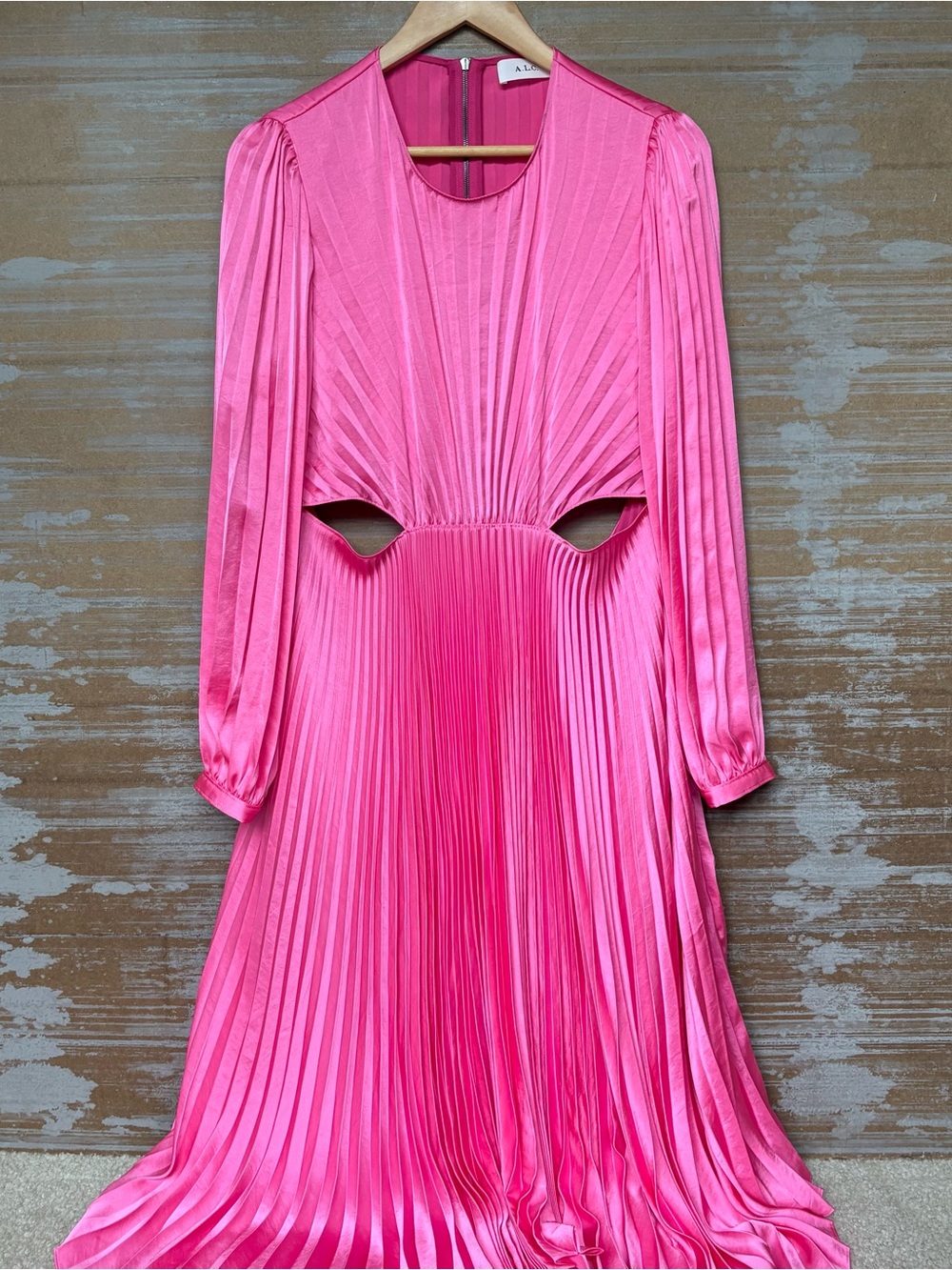 A.L.C. Naples Pleated Cut Handkerchief Dress Pink Event Summer Womens 14 - Picture 2 of 8